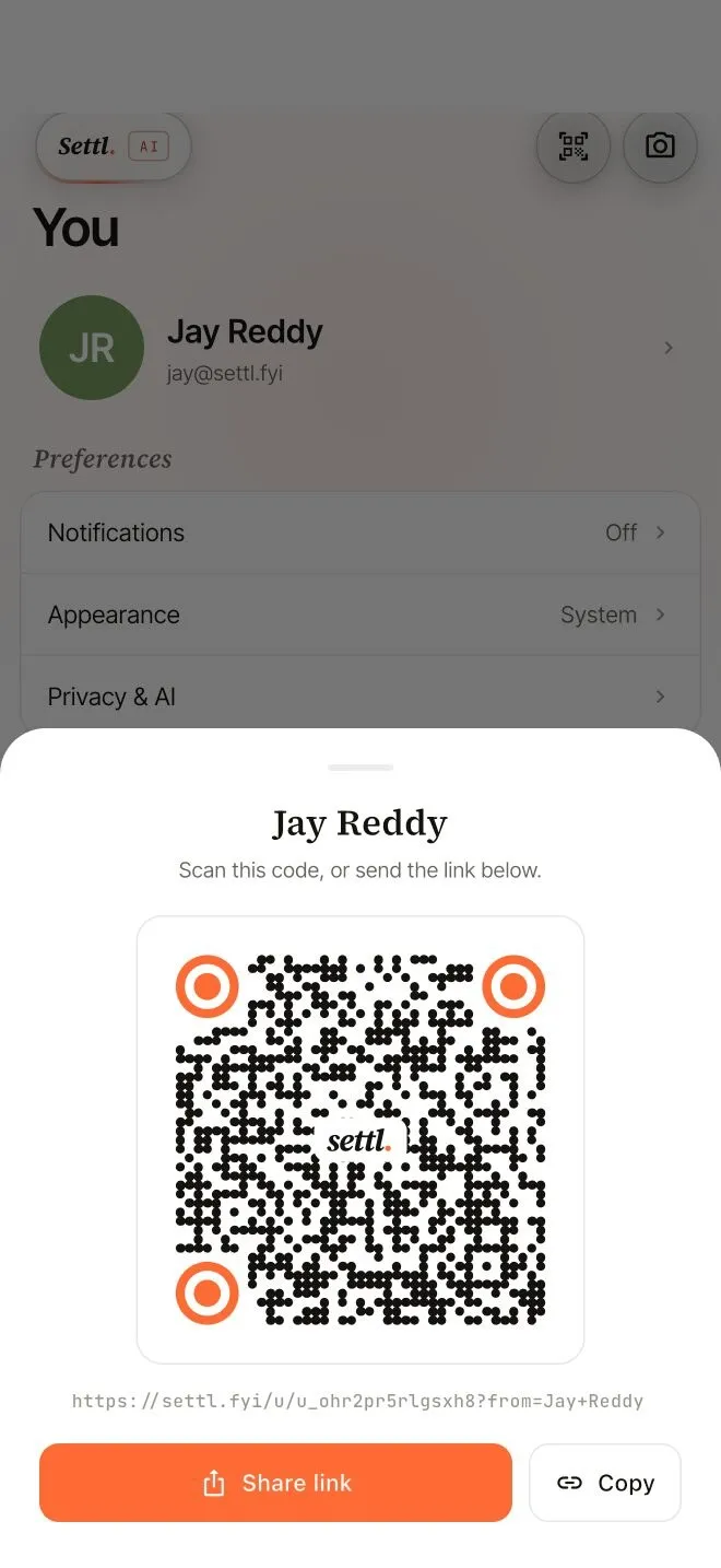 Invite · Settl screenshot